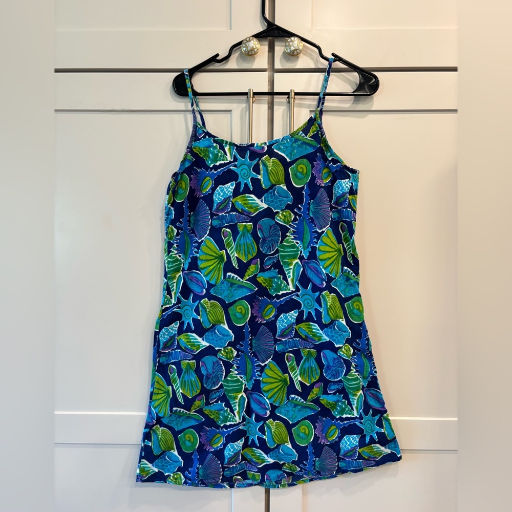Blue Shell-Print Midi Slip Dress - Picture 2 of 4